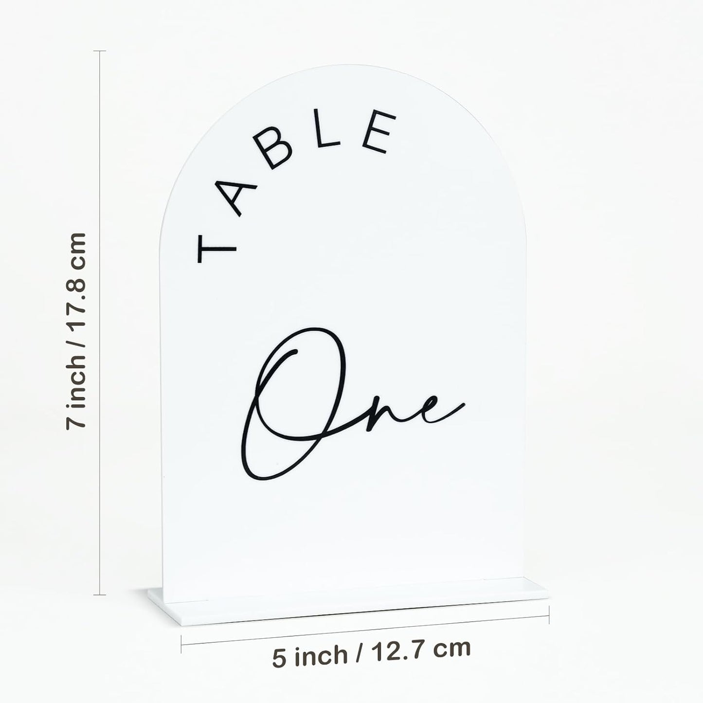 JINMURY White Arch Wedding Table Numbers 1-10 with Stands, 5x7 Inch Acrylic Arch Sign with Black Lettering, White Acrylic Table Numbers for Wedding Reception