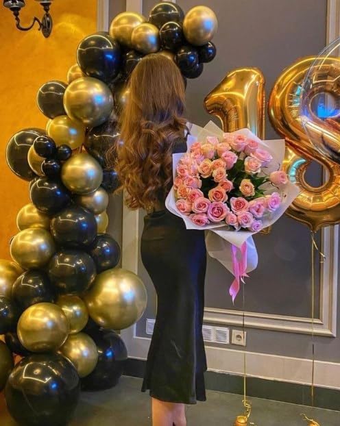 Gold Mylar Number 18 Balloon 40 inch, Number 18 Birthday Balloon for Boy Girl, Gold Foil 18 Balloon for 18 Birthday Party, Anniversary Celebration Number Balloons Decorations