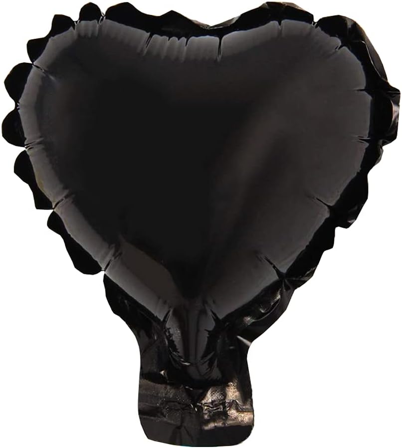 50 pcs 5inch Black Heart Shape Foil Mylar Balloons for birthday party decorations, Wedding decorations, engagement party, celebration, holiday, show, party activities.