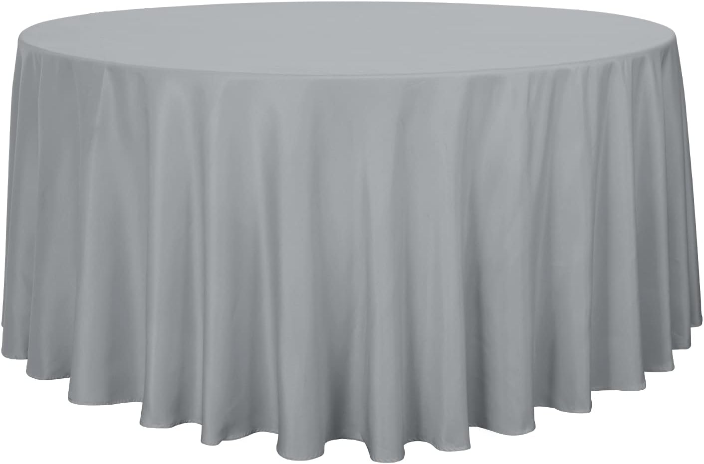 sancua Round Tablecloth - 108 Inch - Water Resistant Spill Proof Washable Polyester Table Cloth Decorative Fabric Table Cover for Dining Tables, Buffet Parties and Camping, Silver Grey