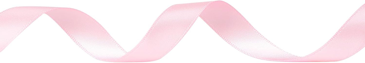 Ribbli Double Faced Light Pink Satin Ribbon,1/2” x Continuous 25 Yards,Use for Bows Bouquet,Gift Wrapping,Baby Shower,Floral Arrangement