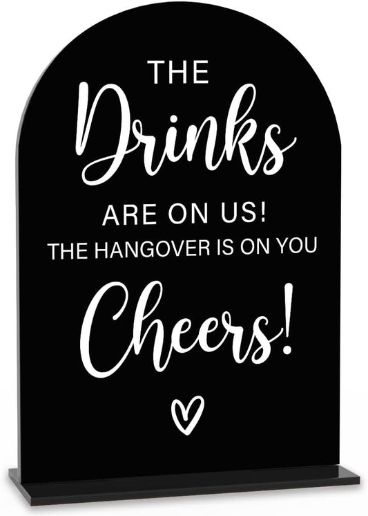 Acrylic Wedding Sign, Bridal Shower Decorations, The Drinks Sign for Ceremony, Modern Font Table Signs, Acrylic Table Top Signs for Wedding Reception and Event Party (Black)