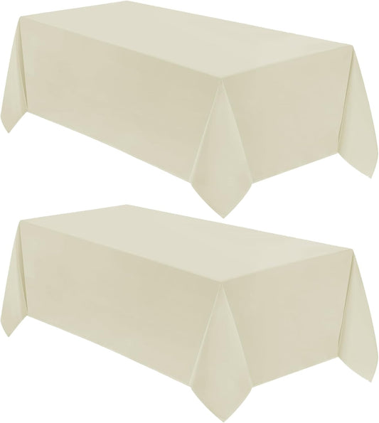 VidaFete Tablecloth 2 Pack90*156inch Rectangle Table Cloth Polyester, Stain Wrinkle Resistant Polyester Dining Table Cover for Kitchen Dinning Party Wedding Rectangular Buffet Decoration(Ivory)