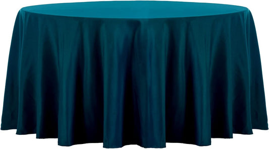 Ascoza 2pack 120 Inch Peacock Blue Round Tablecloth in Washable Polyester Fabric for Wedding/Banquet/Restaurant/Parties…