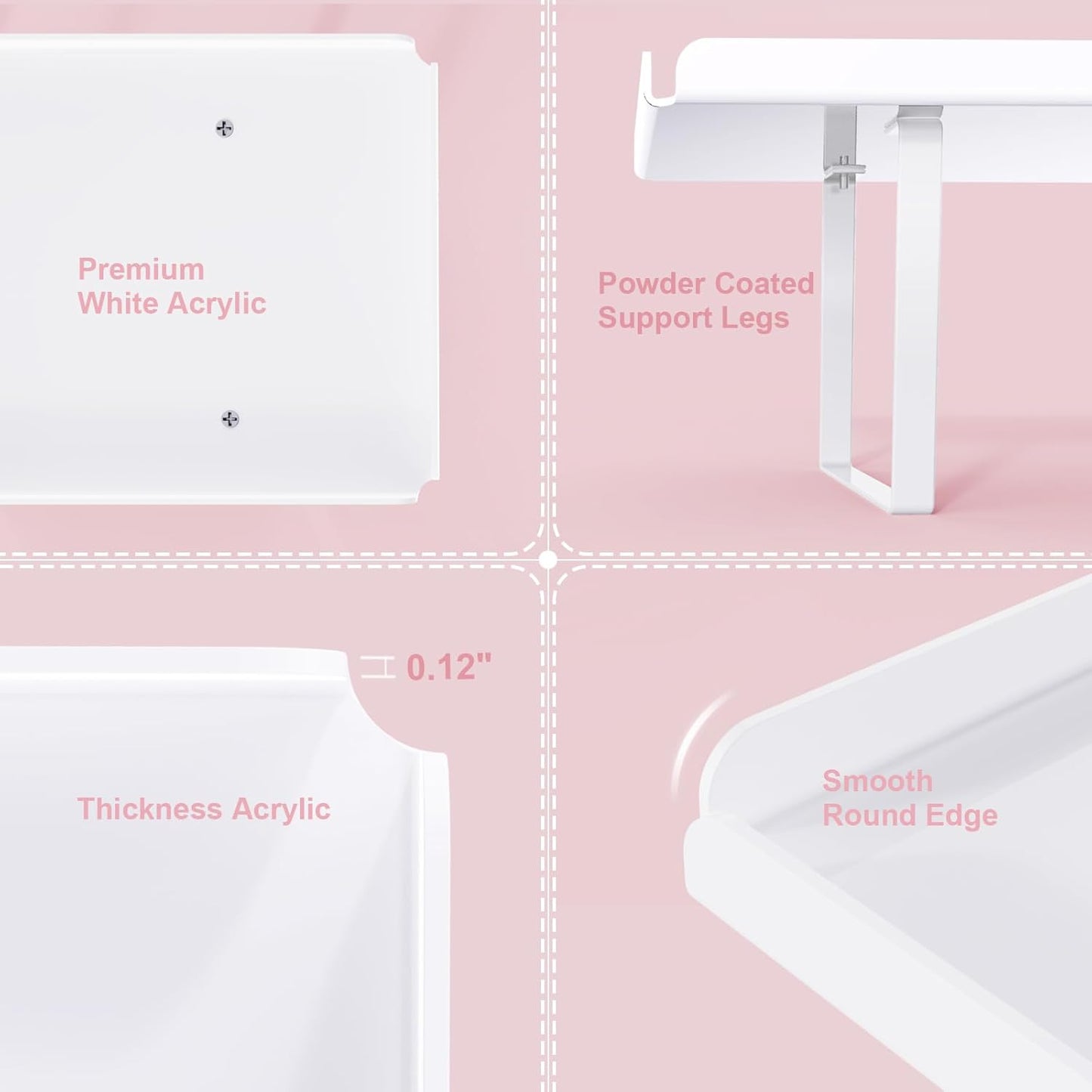 3 Pieces Cupcake Stand Holder, White Acrylic Dessert Table Display Set with Iron Support Legs for Birthday Candy Bar Décor Weddings, Parties Events