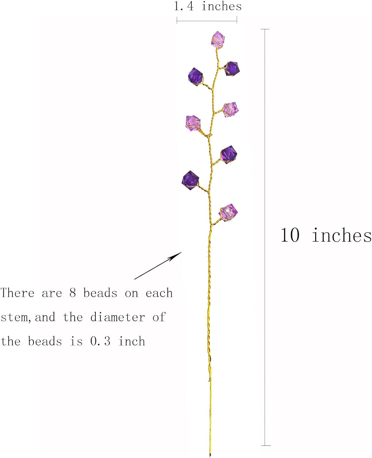 16PCS Crystal Artificial Flowers Bouquets Handmade Acrylic Flower Branches Fake Beaded Baby Breath Floral Crafts for Wedding Party Home Decor