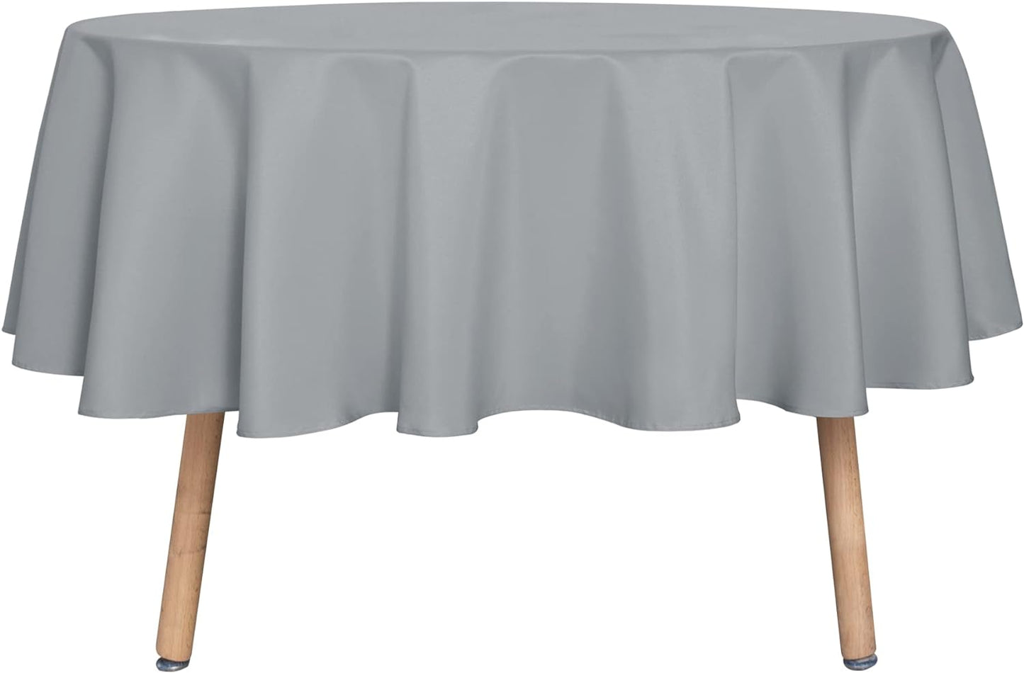 sancua Round Tablecloth - 80 Inch - Water Resistant Spill Proof Washable Polyester Table Cloth Decorative Fabric Table Cover for Dining Tables, Buffet Parties and Camping, Silver Grey