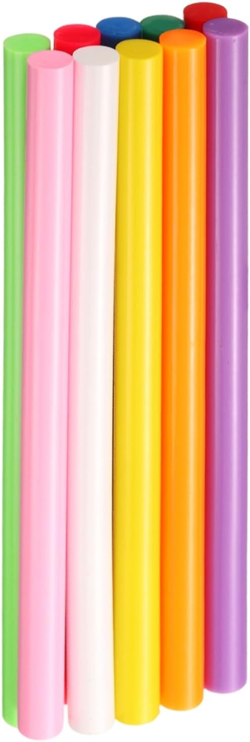 HARFINGTON 10pcs Hot Glue Sticks 0.43" Dia x 7.87" Long EVA Mini Hot Melt Adhesive Glue Stick for Hot Melt Gun Wood Plastic Glass Flowers Fabrics Foam, Multicolor
