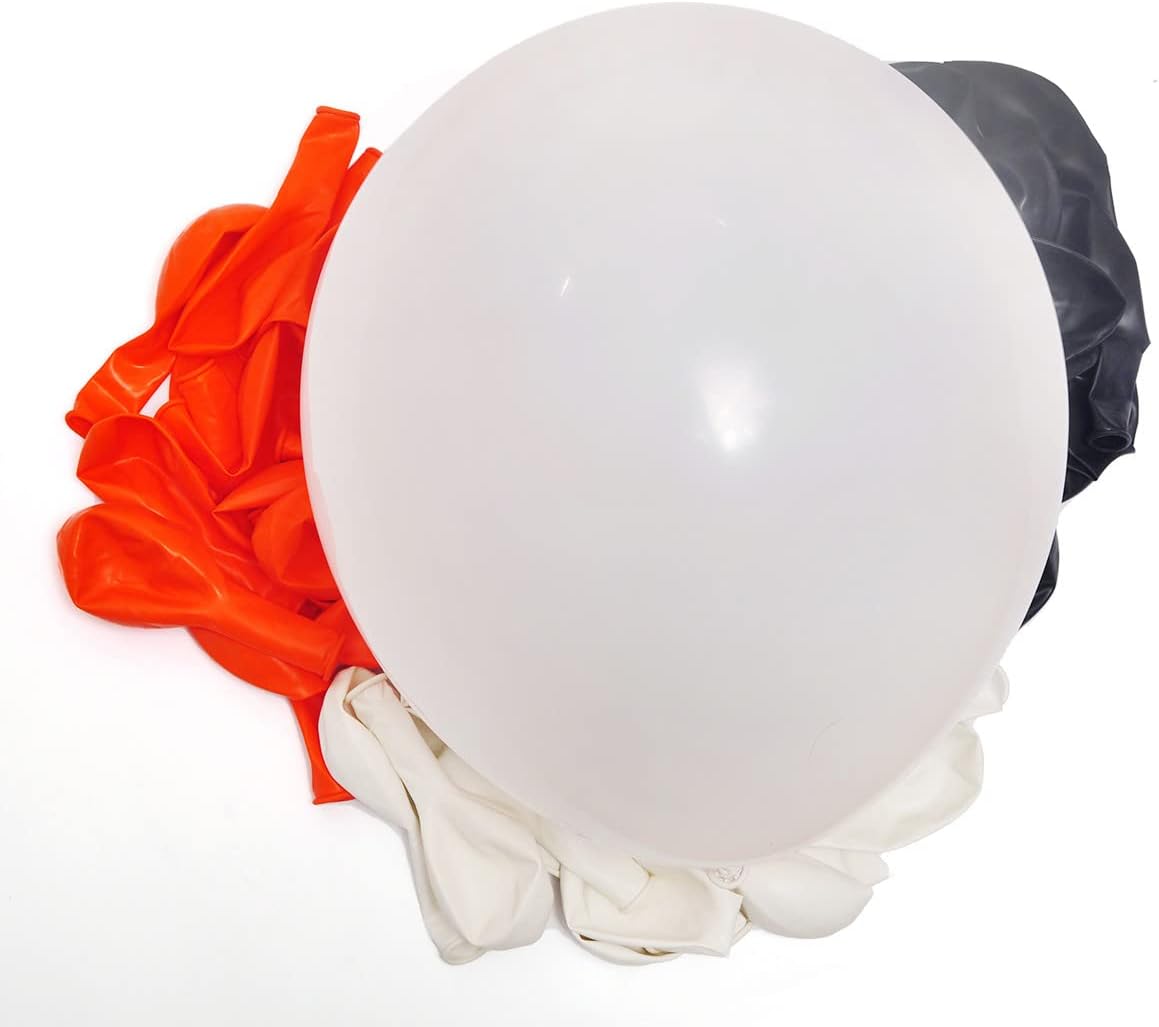 300 Pack White Black and Orange Balloons 100 of each of the 3 colors 12 inch White Black Orange Party Balloon Bulk for Various Party Events Decorations