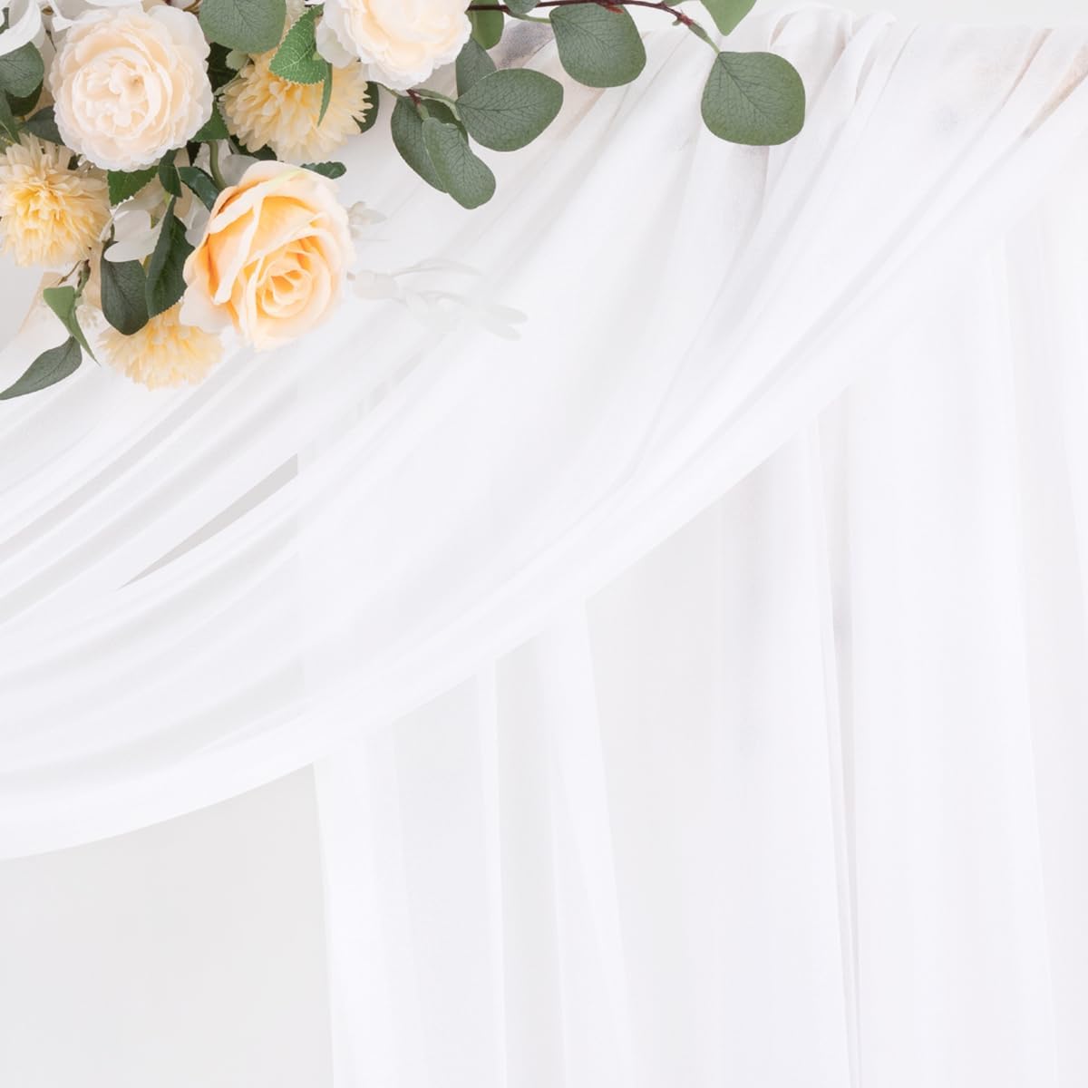White 2 Panels Wedding Arch Draping Fabric 29" x 20Ft Sheer Drapes Outdoor Curtain for Wedding Party Baby Bridal Shower Arch Ceiling Backdrop Decor