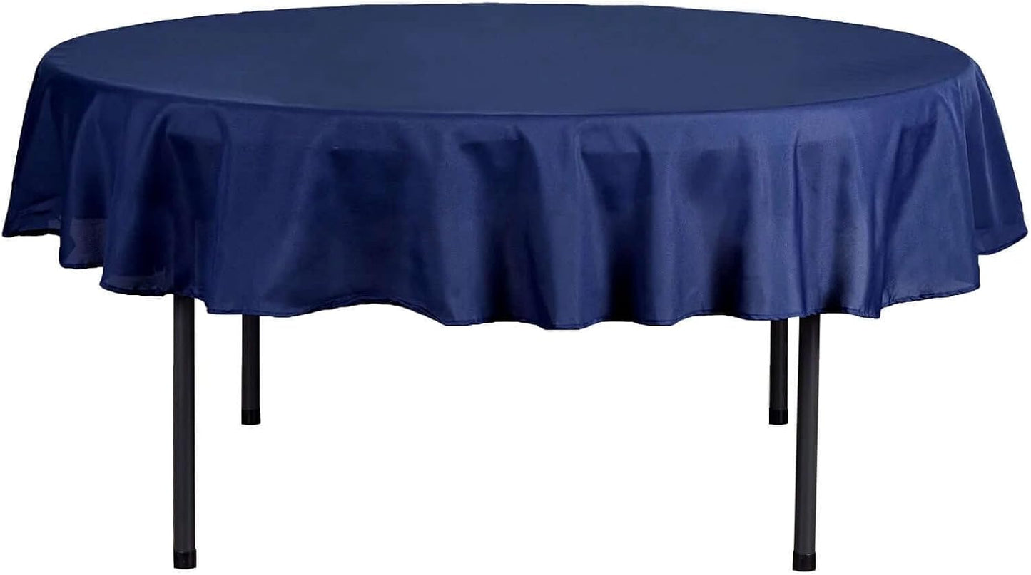 Efavormart Round Tablecloth, 70 Inch Stain & Wrinkle Resistant Washable Table Cloth, Decorative Polyester Fabric Table Cover for Banquet, Wedding, Dining- Navy Blue