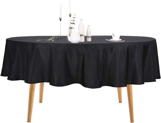Ascoza 2pack 60 Inch Black Rectangular Tablecloth in Polyester Fabric for Wedding/Banquet/Restaurant/Parties