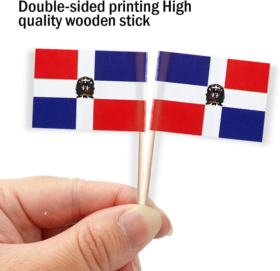 Dominica Flag Dominican Republic Flag, Small Mini Dominican Republic Toothpick Flags for Food, Cupcakes, Cocktails, Appetizers, Bar Party Decorations