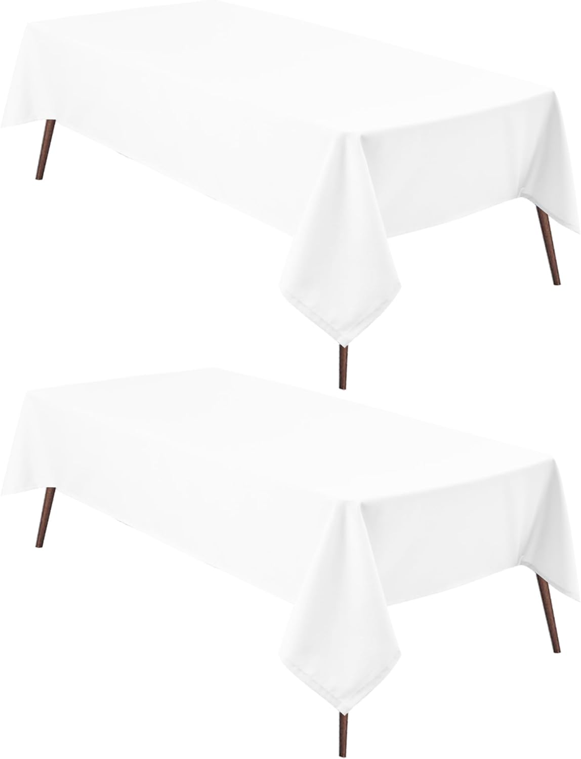 Hiasan 2 Pieces White Rectangle Tablecloth - Waterproof and Spillproof Restaurant Washable Polyester Table Cloth for Dining Room, 54 x 80 Inch