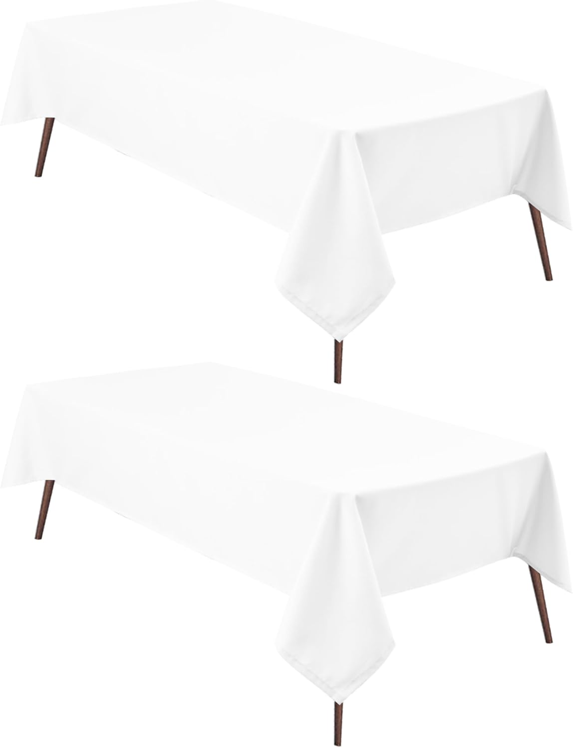 Hiasan 2 Pieces White Rectangle Tablecloth - Waterproof and Spillproof Restaurant Washable Polyester Table Cloth for Dining Room, 30 x 60 Inch