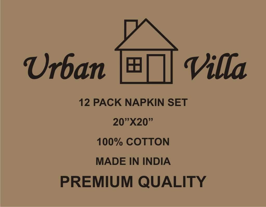 Urban Villa Dinner Napkins Solid Purple Color Cloth Napkins (Set of 12) Oversized 20x20 Inches 100% Cotton Slub Premium Quality Soft Durable Mitered Corners Reusable Washable Everyday Use Napkins