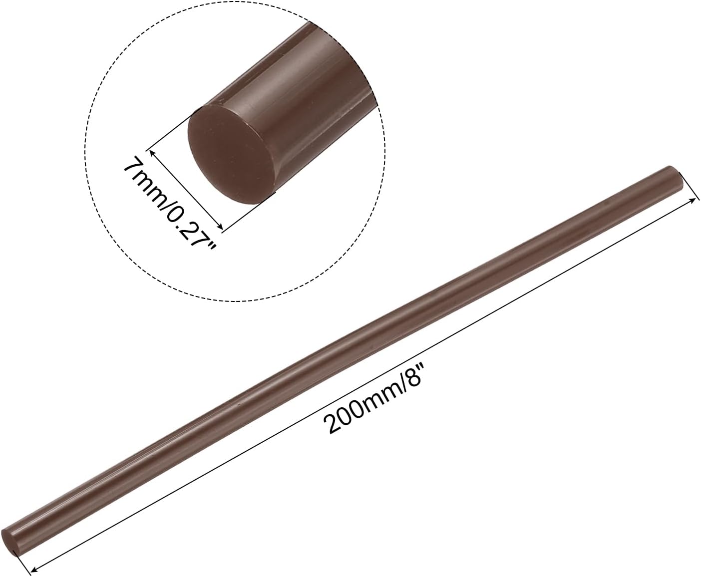 uxcell 20pcs Hot Glue Sticks for Glue Gun 7mm/0.28-inch x 8-inch Mini Hot Melt Adhesive Glue Stick Brown