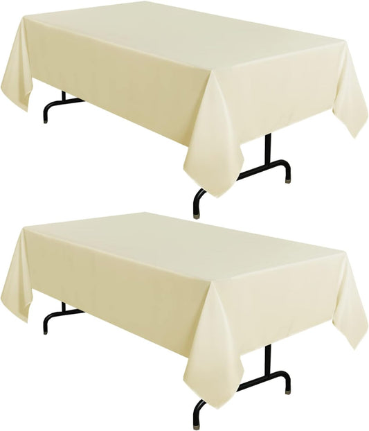 sancua 2 Pack Beige Tablecloth 54 x 78 Inch, Rectangle 4 Feet Table Cloth - Stain and Wrinkle Resistant Washable Polyester Table Cover for Dining Tables, Buffet Parties and Camping
