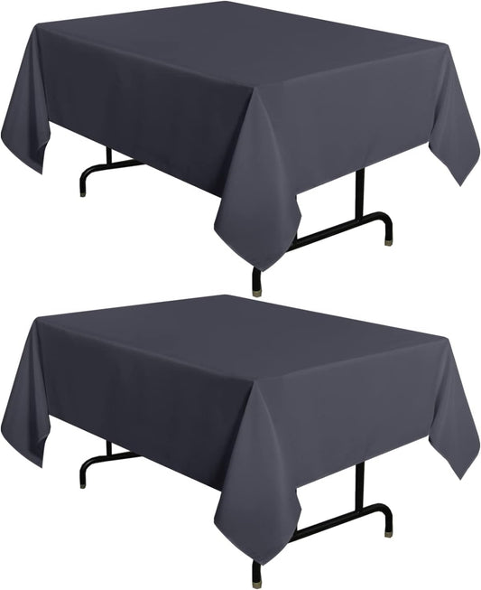 sancua 2 Pack Dark Grey Tablecloth 54 x 54 Inch, Stain and Wrinkle Resistant Square Table Cloth - Washable Polyester Table Cover for Dining Tables, Buffet Parties and Camping