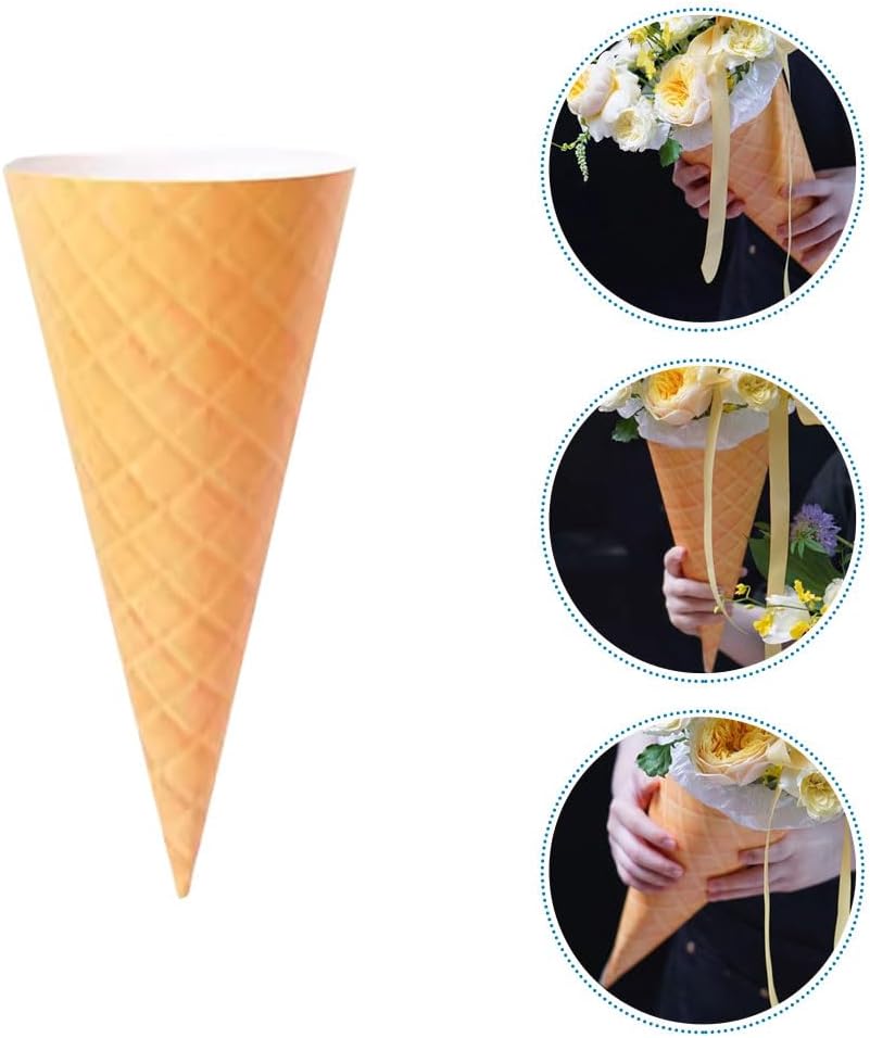 LUOZZY 10PCS Ice Cream Cone Flower Bouquet Wrapping Paper Petal Cones For Special Occasions 48x35cm Floral Arrangement Material For Pretty Bouquets
