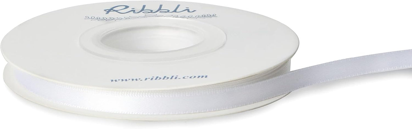 Ribbli Double Faced White Satin Ribbon,1/4” x Continuous 25 Yards,Use for Bows Bouquet,Gift Wrapping,Floral Arrangement