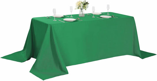 Rectangle Tablecloth 90x132 inch Washable Polyester Fabric Table Cloth for Wedding Party Dining Banquet Decoration（90x132, Emerald）