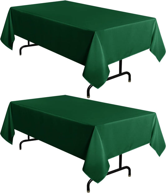 sancua 2 Pack Hunter Green Tablecloth 60 x 102 Inch, Rectangle 6 Feet Table Cloth - Stain and Wrinkle Resistant Washable Polyester Table Cover for Dining Tables, Buffet Parties and Camping