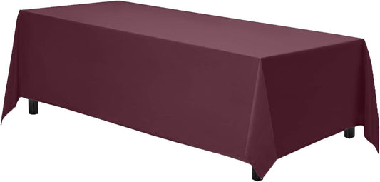 Gee Di Moda Rectangle Tablecloth - 90 x 132 Inch Burgundy Table Cloth for 6 Foot Table with Floor-Length Drop - Heavy Duty Washable Fabric - 6 Ft Buffet Table, Holiday Party, Wedding & Baby Shower