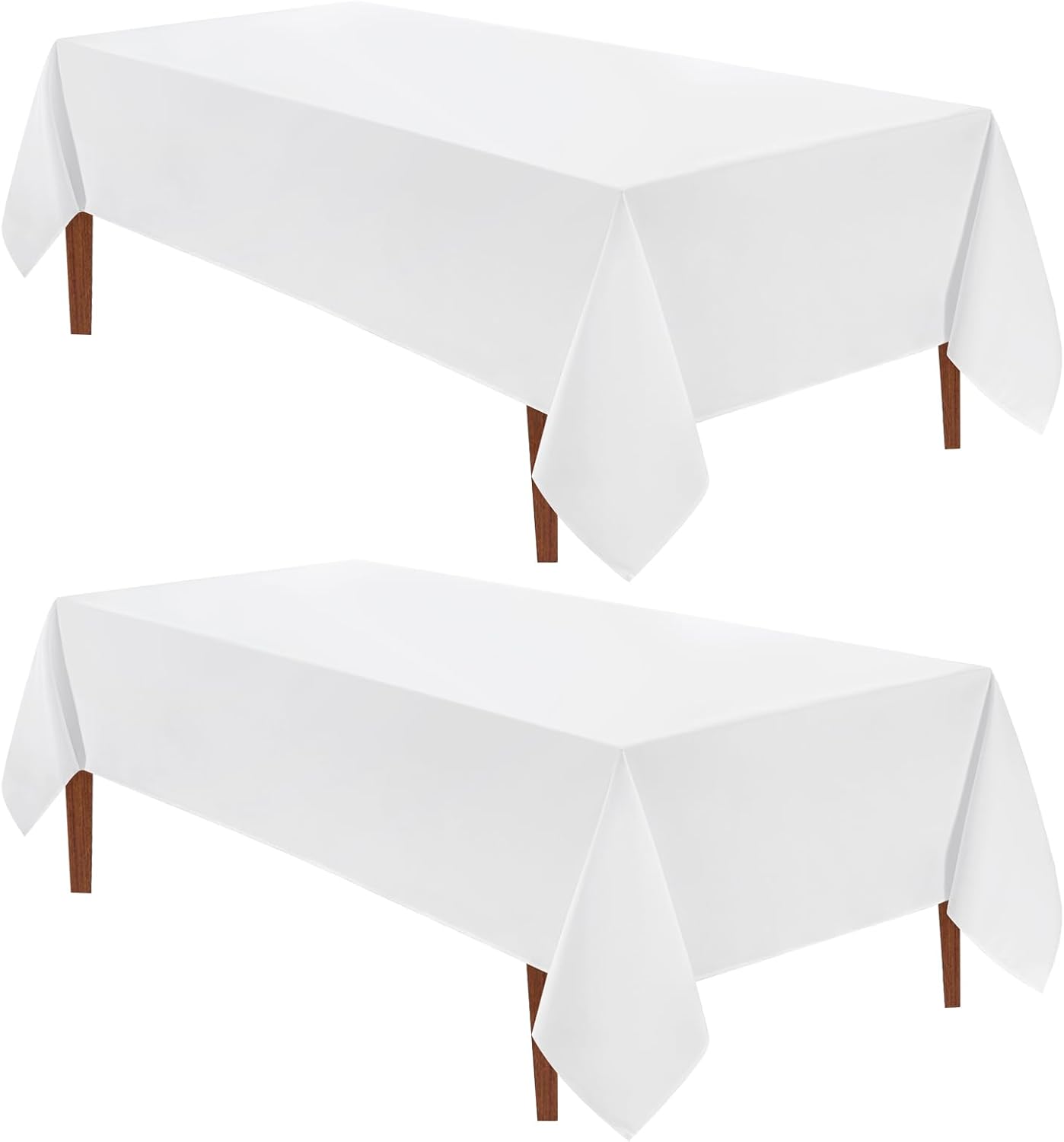 VidaFete Tablecloth 60 * 120inch 2pack Rectangle Table Cloth Polyester, Stain Wrinkle Resistant Dining Table Cover for Kitchen Dinning Party Wedding Rectangular Tabletop Buffet Decoration(White)