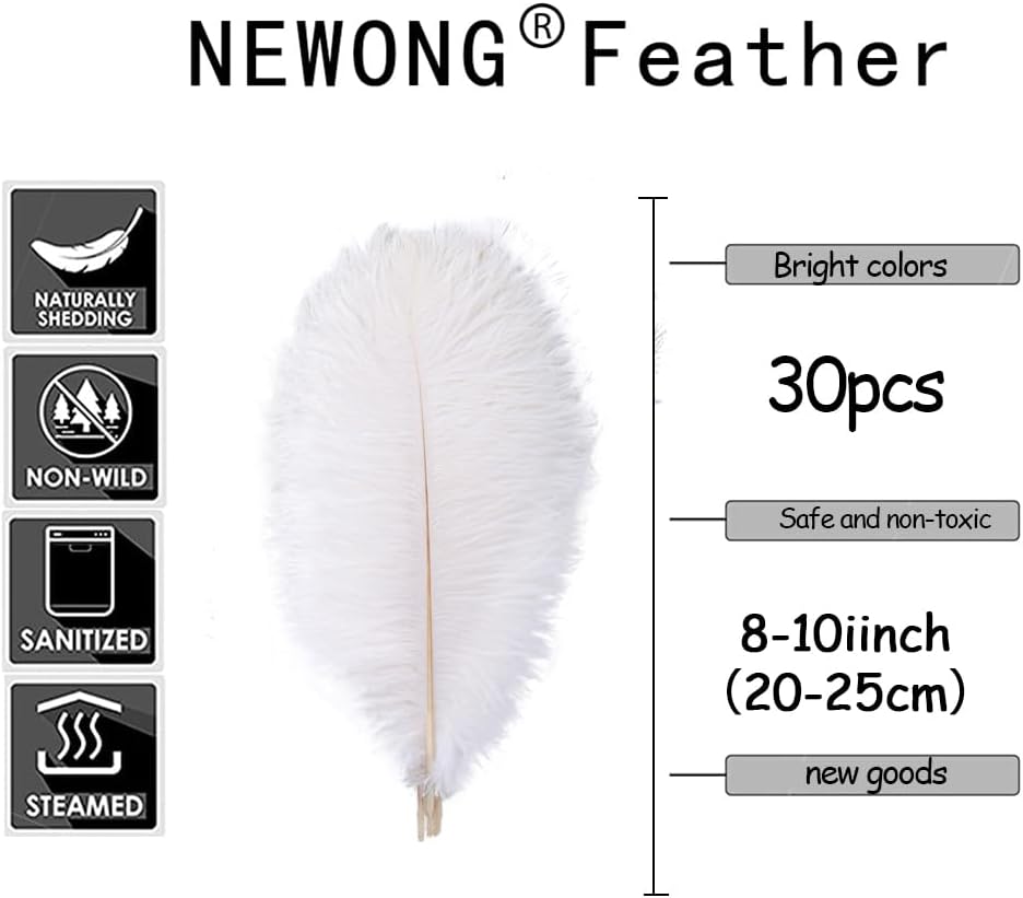 NEWONG 30pcs Blue Green Ostrich Feathers Natural Bulk 8-10inch(20-25cm) Vase Craft Wedding Home Party Centerpieces Christmas Day Decoration