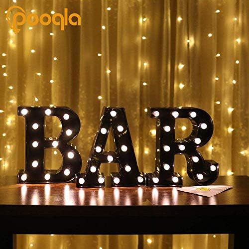 Decorative LED Illuminated Letter Marquee Sign - Alphabet Marquee Letters with Lights For Wedding Birthday Party Christmas Night Light Lamp Home Bar Decoration X, Black