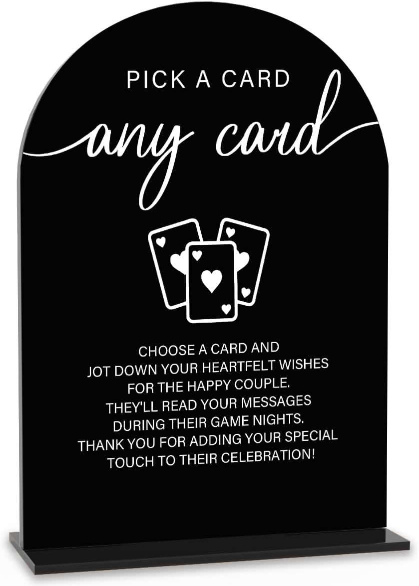 Acrylic Wedding Sign Pick A Card Sign for Wedding Wedding Signs for Ceremony Modern Calligraphy Arch Acrylic Table Top Sign for Wedding Reception and Event Party Table(black）