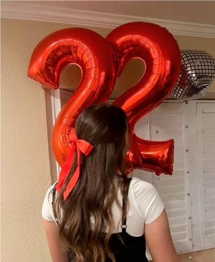 Number Balloon 40 Inch Red 2 Balloon, Number 2 Balloon Two Second 2nd Birthday Party Supplies, 12 21 22 23 25 28 Birthday New Years 2025 Eve Graduations Decorations
