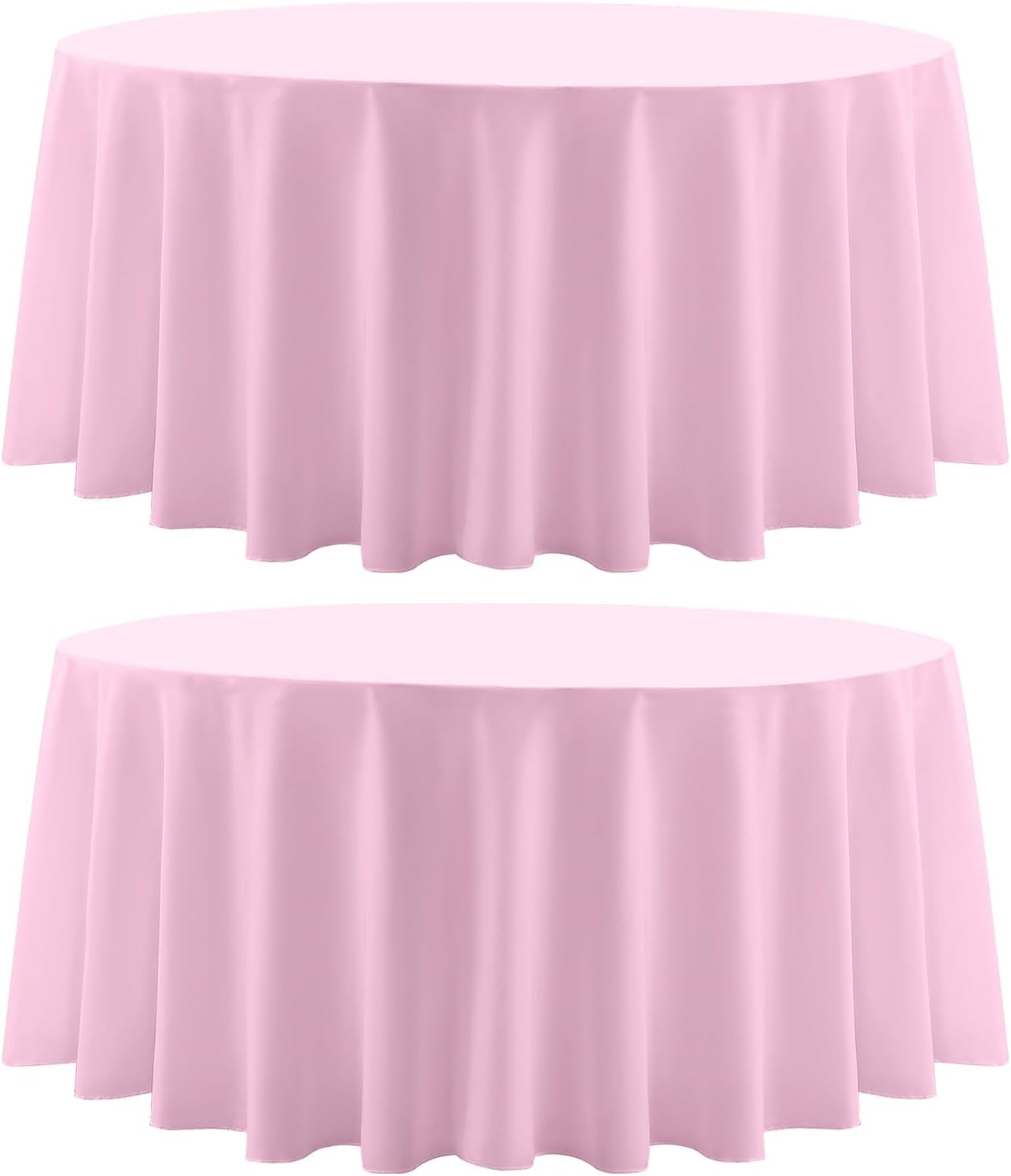 Round Tablecloth 132 Inch 2 Pack Pink Tablecloths Washable Decorative Linen Polyester Table Clothes Cover for Dining Table Banquets Buffet Parties and Wedding