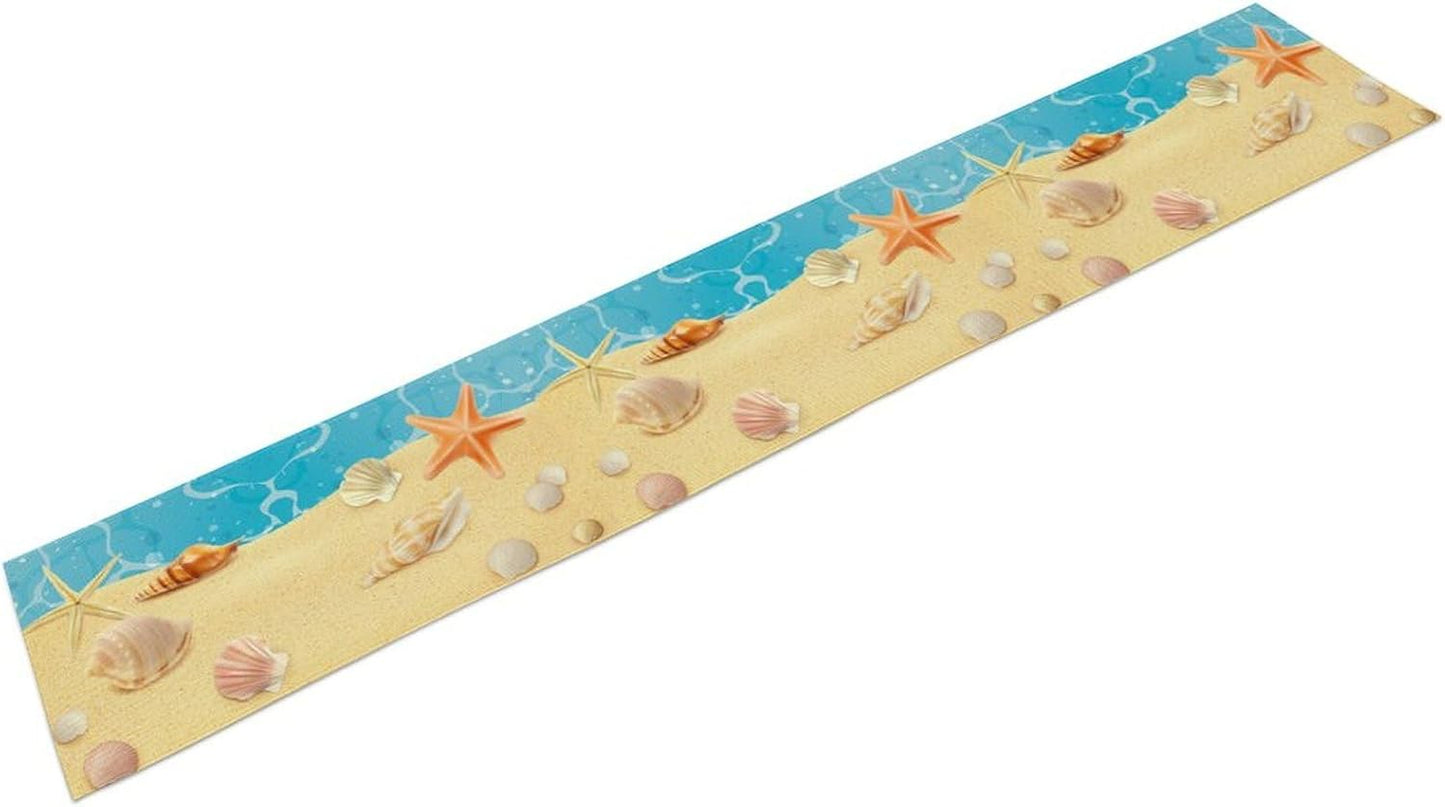 Sea Turtle Table Runner Marine Life Starfish Nautical Blue Green Ocean Theme Kitchen Table Decorations for Indoor Outdoor Home Party Decorations 13 * 60 Inch