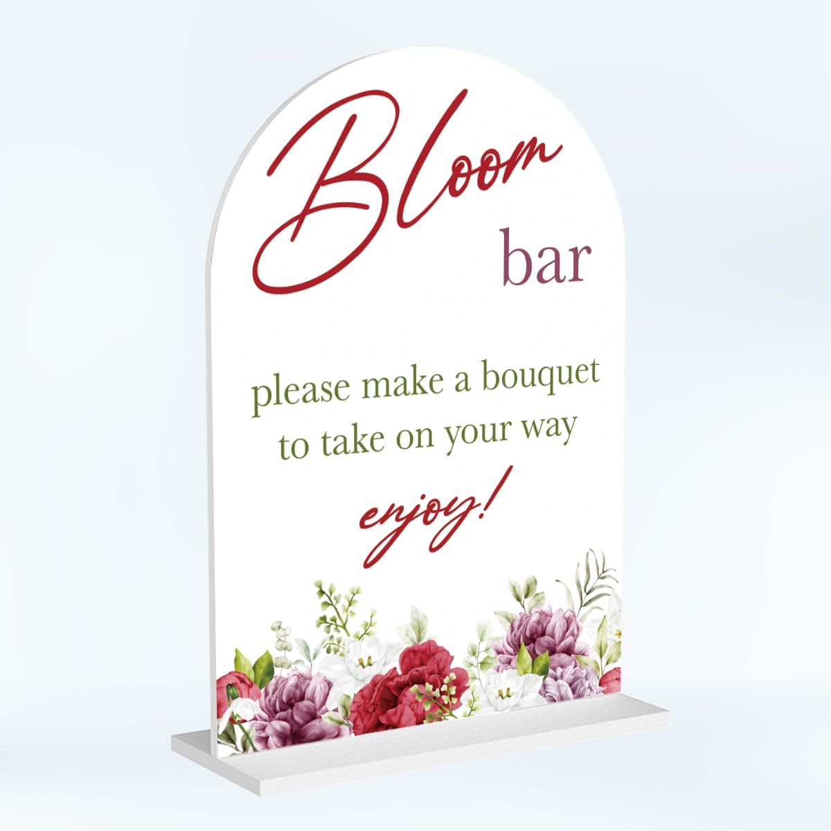 Bloom Flower Bar Sign for Wedding Bridal Shower Bouquet Bar Decor Sign Stuff Acrylic Arch Wedding Bridal Shower Baby Shower Welcome Table Signs for Ceremony and Reception 7 x 5 Inches