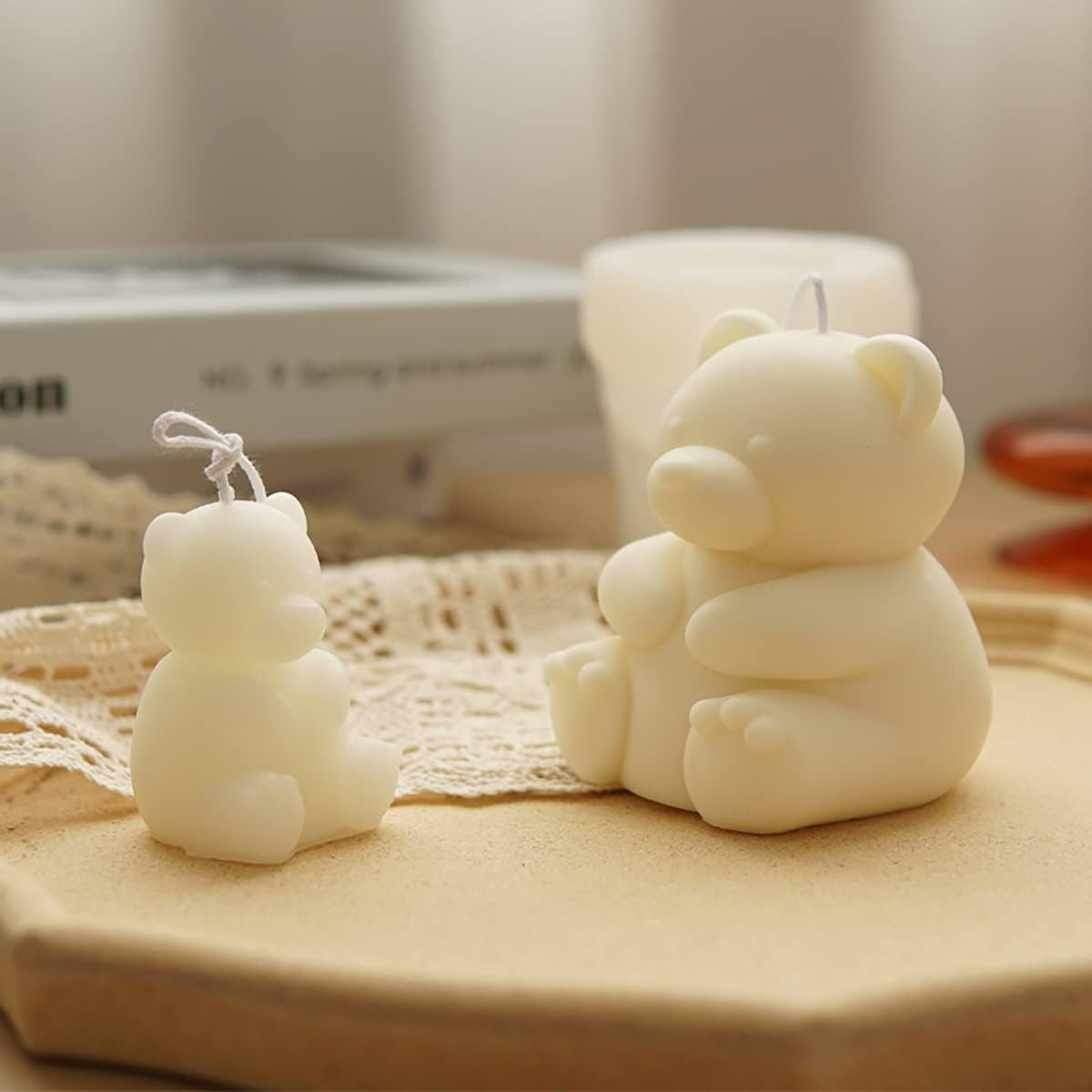 2 Pack Cute Bear Scented Candle Mold Bear Mold Silicone Mold for Candles Home Decoration Silicone Mold for Resin Bear Resin Mold Cartoon Mold