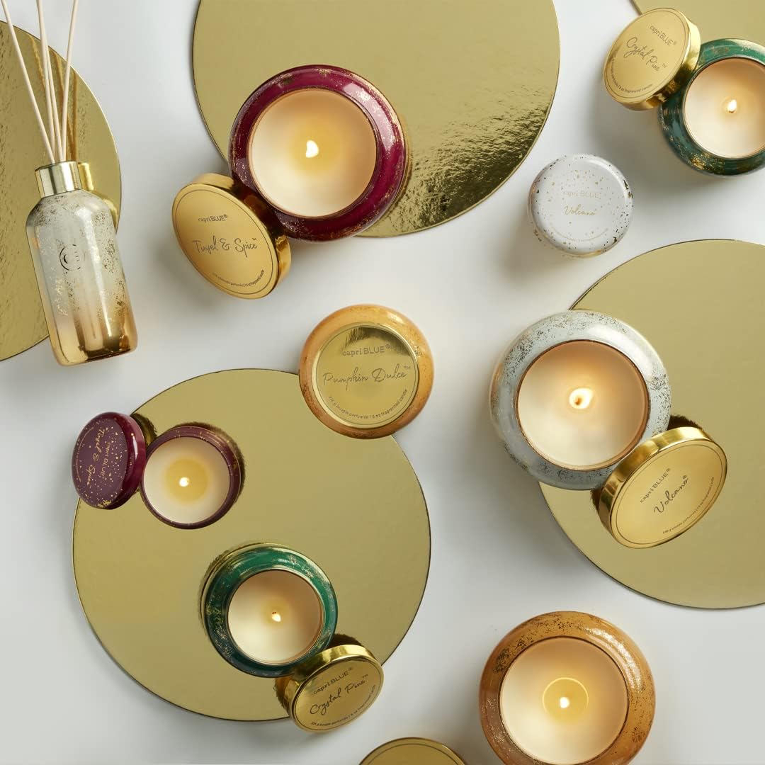 Capri Blue Glimmer Jar Candles - Luxury Holiday Scented Candles for Home - Long Lasting Soy Wax Blend - Scented Holiday & Home Decor - Pumpkin Dulce Signature Jar (19 oz)