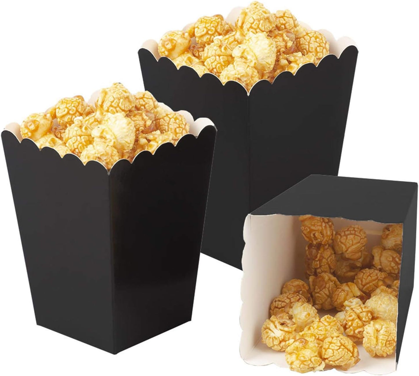 Black Popcorn Boxes Mini Paper Popcorn Box Cardboard Popcorn Container for Party, Pack of 12