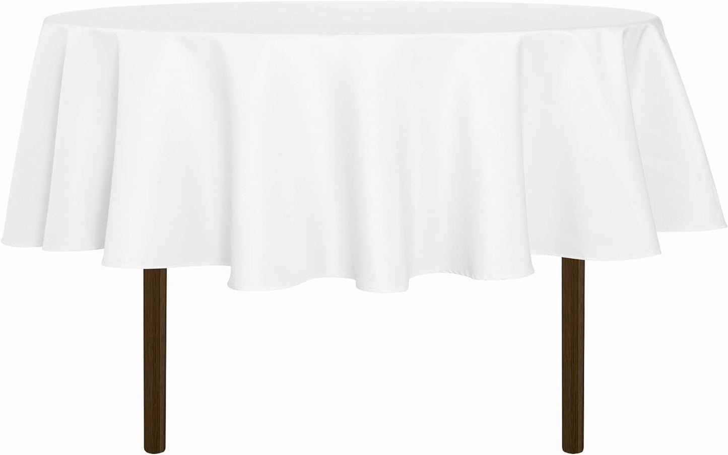sancua Round Tablecloth - 70 Inch - Water Resistant Spill Proof Washable Polyester Table Cloth Decorative Fabric Table Cover for Dining, Buffet Parties and Camping, White(Fits 24-58 Inch Tables)