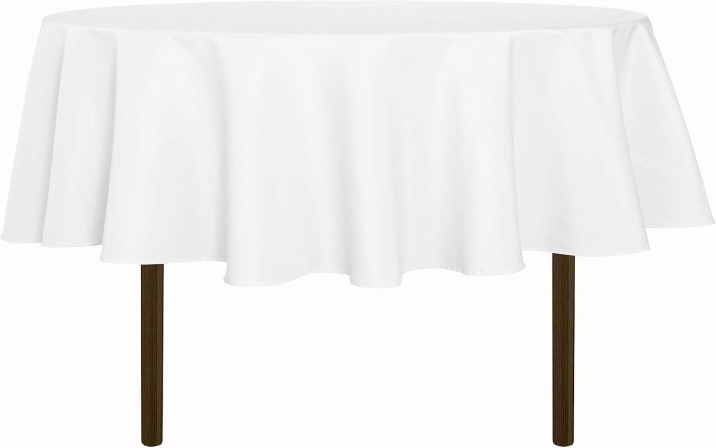 sancua Round Tablecloth - 80 Inch - Water Resistant Spill Proof Washable Polyester Table Cloth Decorative Fabric Table Cover for Dining Tables, Buffet Parties and Camping, White