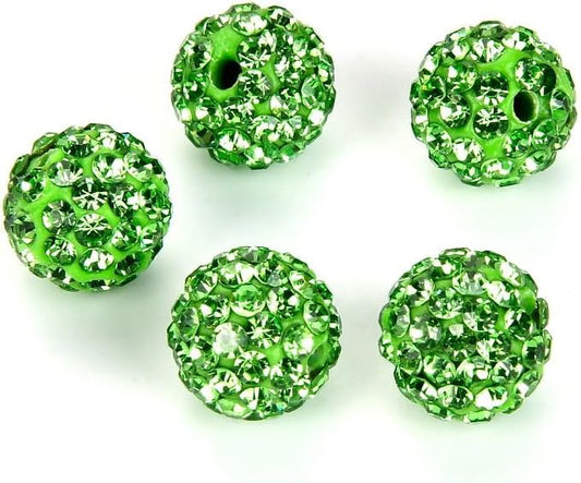 100pcs Adabele Grade A Suncatcher Crystal Rhinestone Pave Loose Beads 8mm Peridot Green Polymer Clay Disco Ball Spacers Compatible with Shamballa All Craft Jewelry Making DB8-16