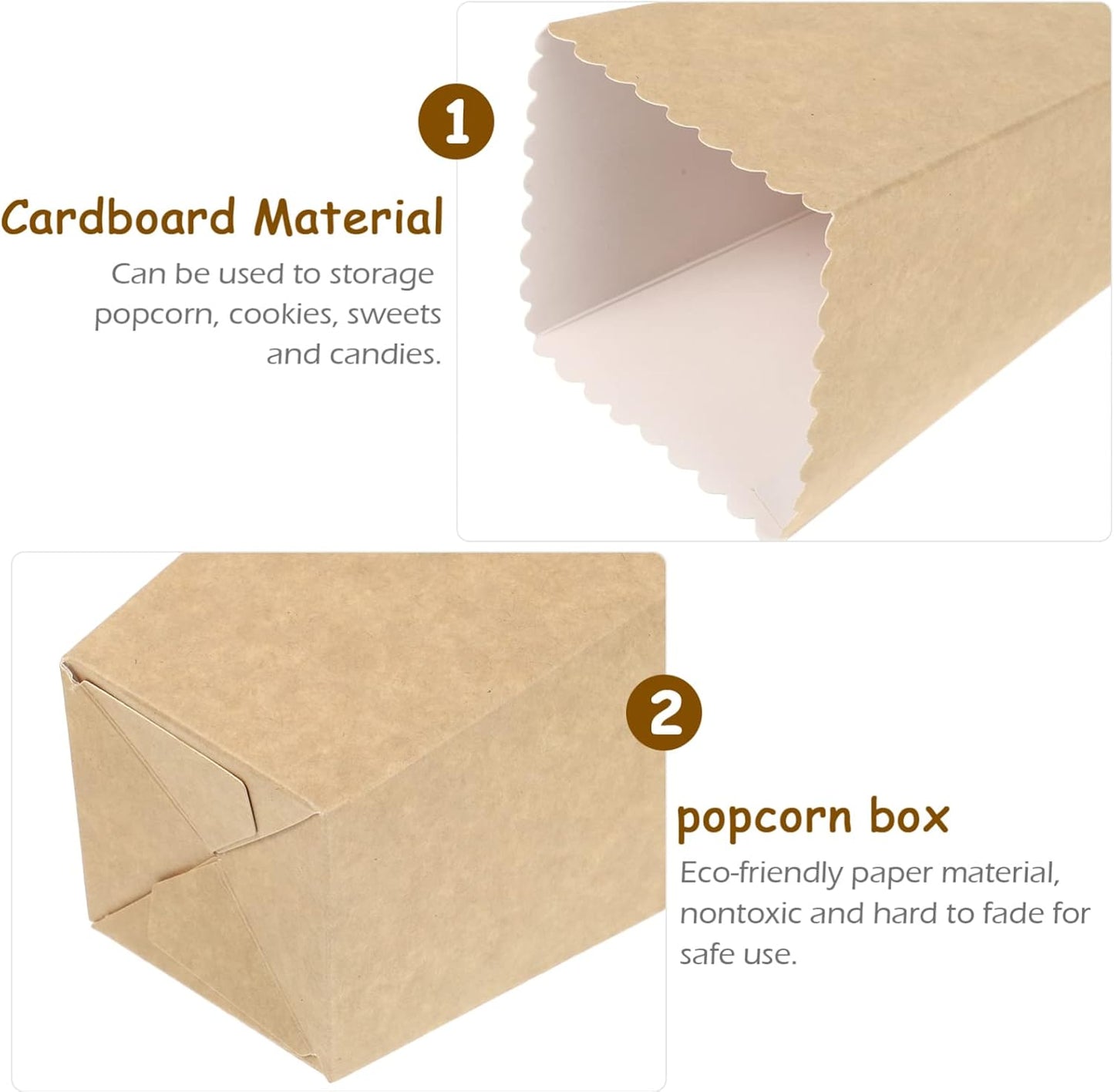 BESTOYARD 50Pcs Paper Popcorn Boxes, 5.3 X 3.5 Inch Individual Serving Snack Containers, Reusable Oil-Proof Open-Top Bulk for Family Couples Movie Nights, Weddings, Birthday Parties, Baby Showers