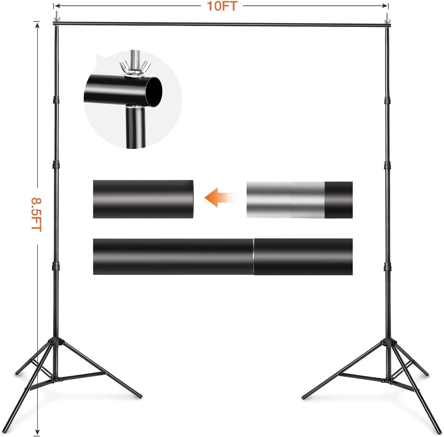 Yesker 8.5x10ft Green Screen Backdrop Kit with Stand Photography Greenscreen Background Support System with 6x9ft Muslin Chromakey Backdrop and Clamp for Photo Video Studio Portrait Product Shooting
