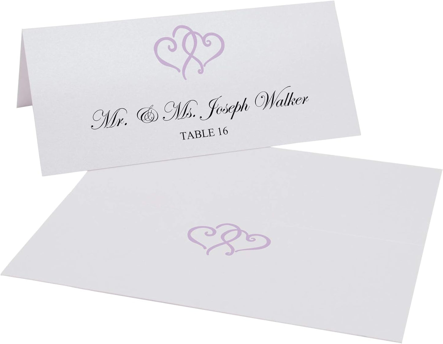 Linked Hearts Printable Place Cards, Lavender (Choose Color), Set of 150 (25 Sheets), Laser & Inkjet Printers - Wedding, Party, Dinner, and Special Events - Made in the USA