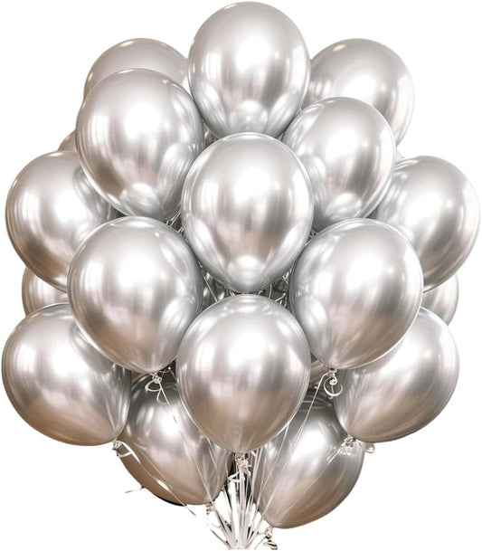 300 Pcs Metallic Silver Balloons 12 Inch Silver Chrome Balloon for Wedding, Birthday, Baby Shower Party Decorations