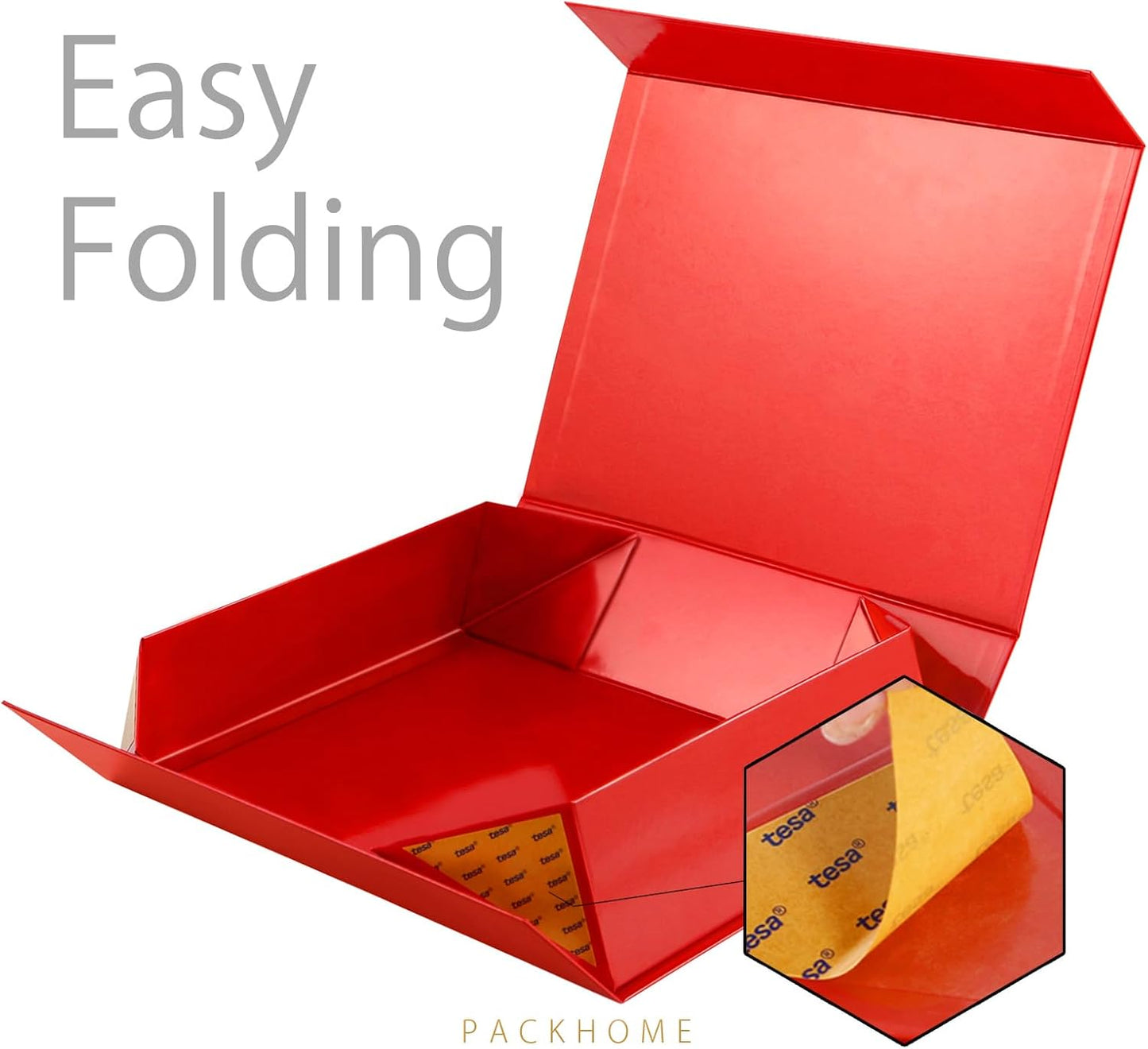 PACKHOME 6 Gift Boxes 11.5x8x2.5 Inches, Sturdy Shirt Boxes with Magnetic Lids for Multiple Occasions (Glossy Red)