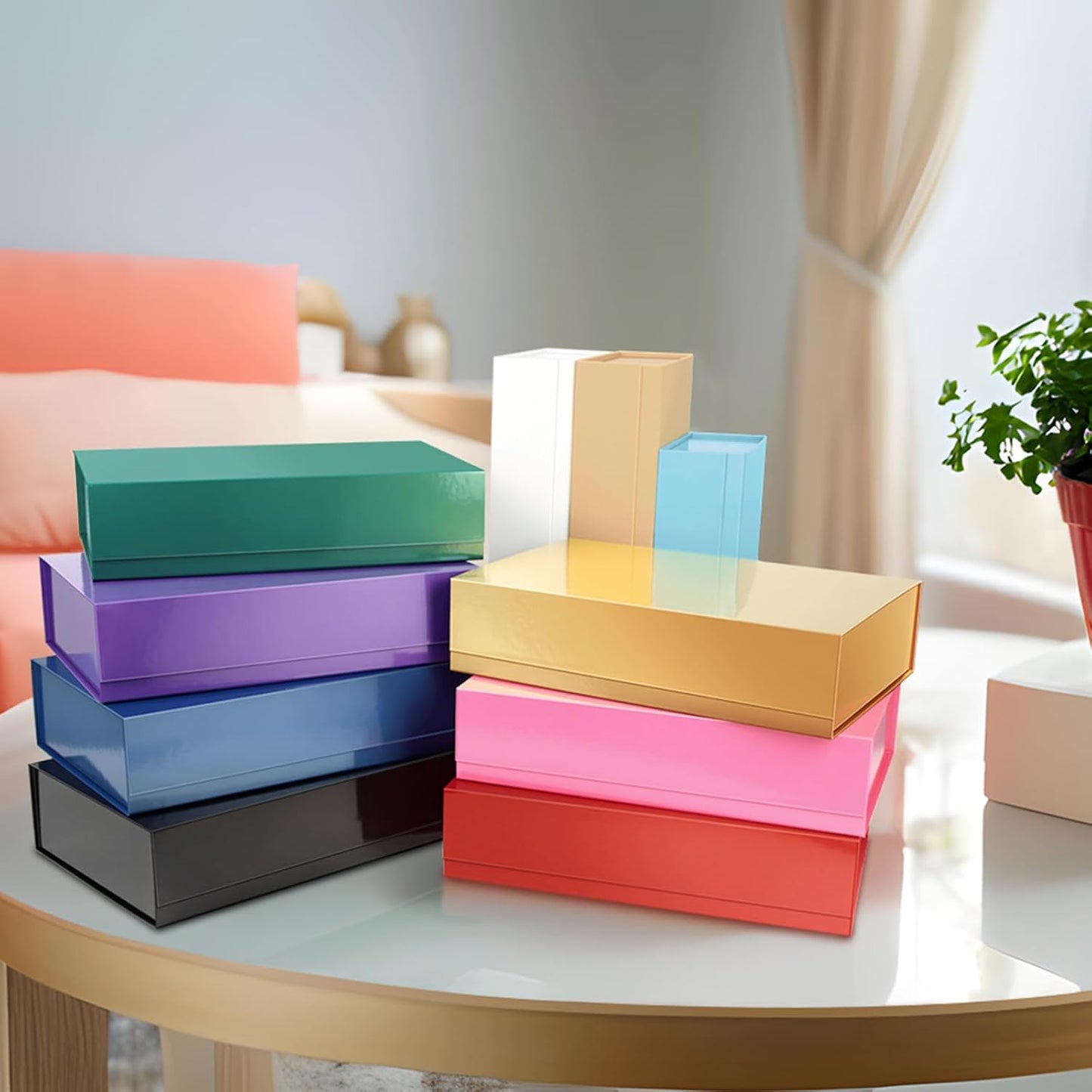 PACKHOME Extra Large Gift Box 17.5x11.3x4.3 Inches, Sturdy Shirt Box with Magnetic Lid for Clothes and Large Gifts (Glossy Red)