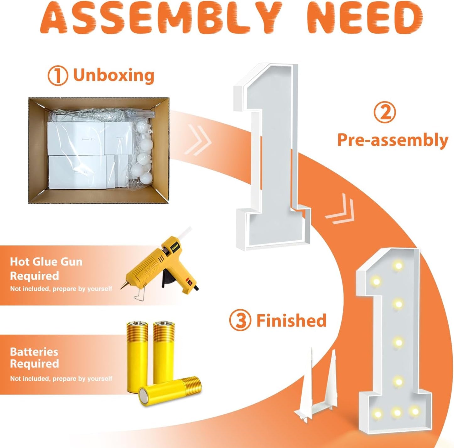 3FT Marquee Numbers 13, Large Light Up Numbers 13th Birthday Decorations for Girls Boys, Cardboard Numbers for Women Men Anniversary Party Decor Backdrop, DIY Foam Board Mosaic Number Sign