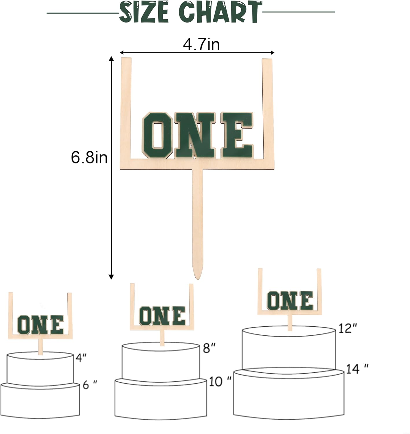 Wood And Acrylic Football One Cake Topper - Football First/1st Birthday Decorations,First Year Down Party Decorations,Rookie Of The Year Cake Decor (football-1)